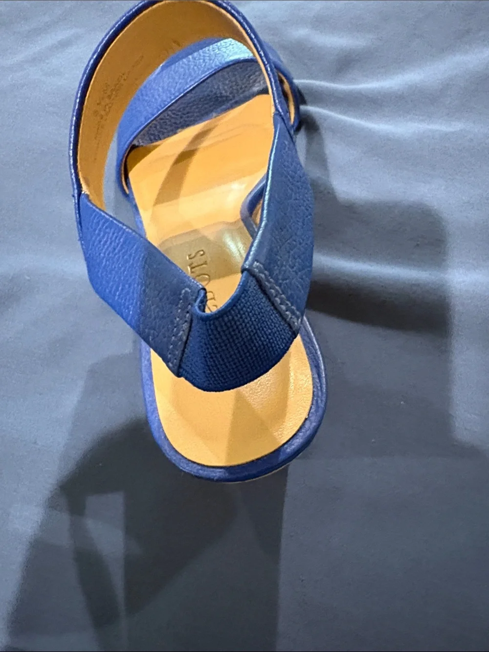 Talbots Cobalt Blue Leather Cork Wedge Sandals
